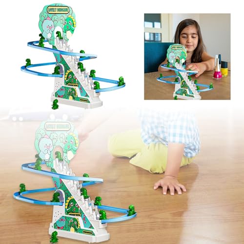 Dinosaurier-Themen-Kletterrutschen-Spielplatz mit Lichtern und Musik, rotierendem Rutschen- und Treppenset für Kinder HYw758 (Green, 28.5cm) von Generic