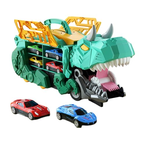 Dinosaurier-Transport-Spielzeug: Interaktives Transportfahrzeug, doppelseitige Aufbewahrung, Transporttransport, Laptop-Transporteur mit 2 Autos von Generic