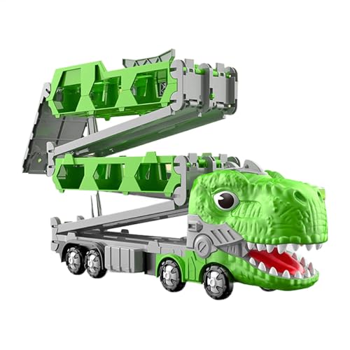 Dinosaurier-Transporter – Transformierter Dinosaurier-Transporter für Fahrzeuge, zusammenklappbare Strecke, Rennmodus für 2 Spieler, 12 gegossene Autos, Spielen von Generic