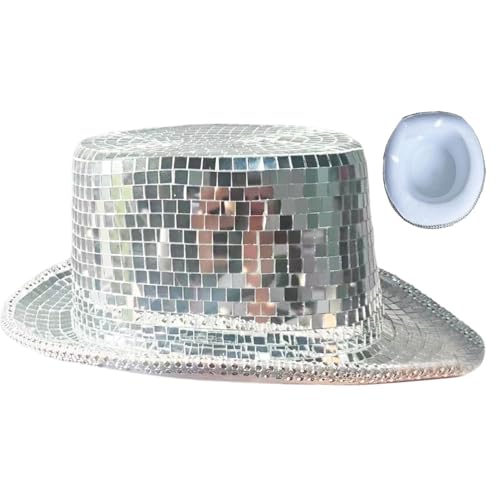 Disco Cowgirl Hut, Disco-Cowboy-Hut-Cooler Disco Zylinder | Funkelnde Polster Gravur im Tragen von Komfort, Partyanforderungen, silberner Paillettenhut für Disco -Party Disco Cowgirl Hut, Disco-Cowboy-Hut-Cooler Disco Zylinder | Funkelnde Polster Gravur im Tragen von Komfort, Partyanforderungen, silberner Paillettenhut für Disco -Party von Generic