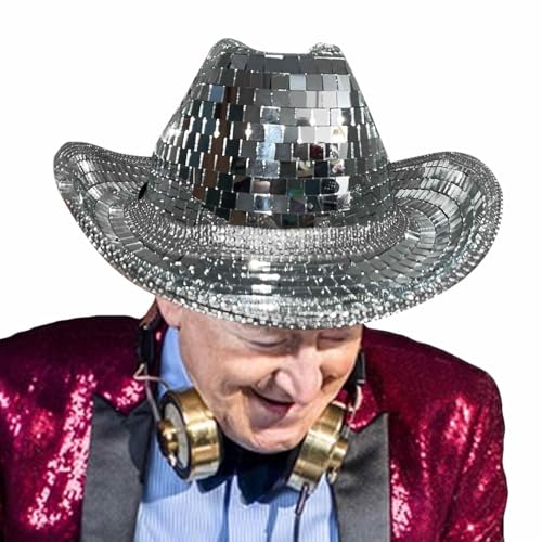 Disco-Hut – Cowboyhüte mit Spiegelpailletten für Disco, Bachelor Atemberaubende Partyhut für Damen Herren Dance Stage Club Bar. Disco-Hut – Cowboyhüte mit Spiegelpailletten für Disco, Bachelor Atemberaubende Partyhut für Damen Herren Dance Stage Club Bar. von Generic