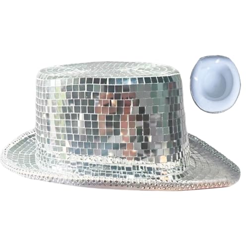 Disco Tuxedo Hat - Sparkling Spiegel Kugel Hut, leichte Glitter Top Hut | Glänzende Kostümzubehör, Retro-Party Kopfbedeckungen für Männer Frauen Nachtclub, Halloween, Tanzfläche, Themenpartys Disco Tuxedo Hat - Sparkling Spiegel Kugel Hut, leichte Glitter Top Hut | Glänzende Kostümzubehör, Retro-Party Kopfbedeckungen für Männer Frauen Nachtclub, Halloween, Tanzfläche, Themenpartys von Generic