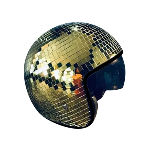 Discokugel Hüte, Disco Mirror Glitter Ball Helme, Discokugel-Spiegelhut, Glitzer Spiegel Glas Discokugel Hut Helm, Discokugel-Hut Für DJ Club Bar Party etc (Gold) von Generic