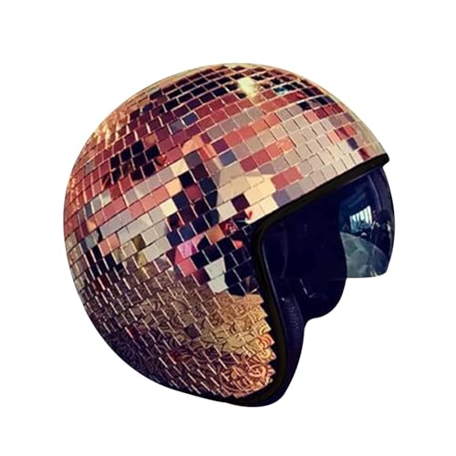 Discokugel Hüte, Disco Mirror Glitter Ball Helme, Discokugel-Spiegelhut, Glitzer Spiegel Glas Discokugel Hut Helm, Discokugel-Hut Für DJ Club Bar Party etc (Roségold) von Generic