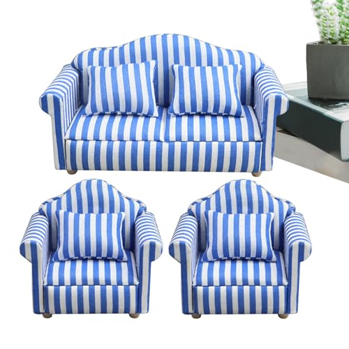Doll House Sofa & Sessel Set - Miniatur -Couch & Stuhl in 1:12 Skala, rote und weiße Streifen Holzstoff Hochsimulationsmöbel, perfekt für, Kinderspielzeuggeschenk für und Mädchen, Det Doll House Sofa & Sessel Set - Miniatur -Couch & Stuhl in 1:12 Skala, rote und weiße Streifen Holzstoff Hochsimulationsmöbel, perfekt für, Kinderspielzeuggeschenk für und Mädchen, Det von Generic