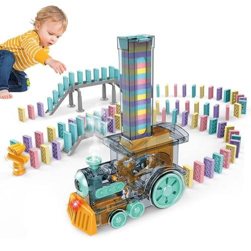 Dominozug Spielzeug für Kinder, Dominospiel für Kinder, kleine automatische elektrische Züge, Domino-Stapelspiel, Stielspielzeug für Kleinkinder mit Lichtern und Sound für Kinder Dominozug Spielzeug für Kinder, Dominospiel für Kinder, kleine automatische elektrische Züge, Domino-Stapelspiel, Stielspielzeug für Kleinkinder mit Lichtern und Sound für Kinder von Generic