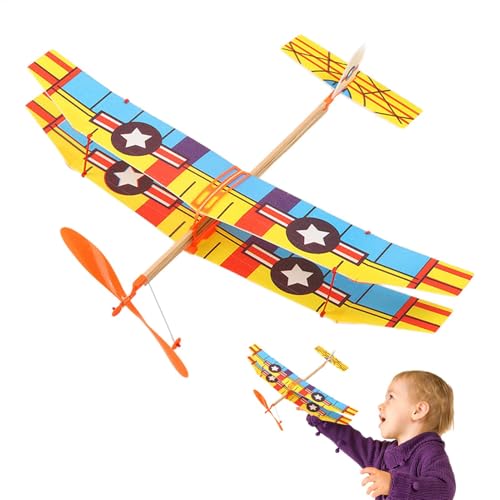 Doppeldecker-Modell-Set – Flugzeugmodelle mit Gummiband | Spielzeugmodell Flugzeug, lustiges Lernspielzeug, buntes Doppeldecker-Set für Unterhaltung und Bildung, Bastelset von Generic