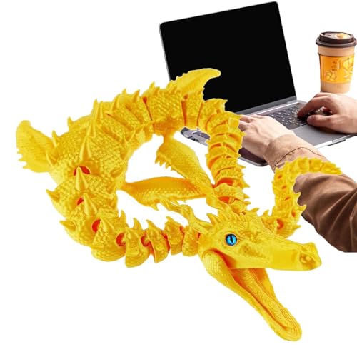 Drache 3D gedruckt,3D-Druck Drache,Flexible3D-Drachen mit flexiblen Gelenken | Beweglicher Drache, Chefschreibtischspielzeug für die Heimbüro-Dekoration von Generic