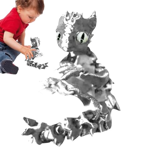 Drache bedruckt, -Spielzeug | Drache mit Gelenken, bedruckt, flexible Gelenke, Drache, Dekoration für Zuhause, Büro-Spielzeug, Haustier für Erwachsene von Generic