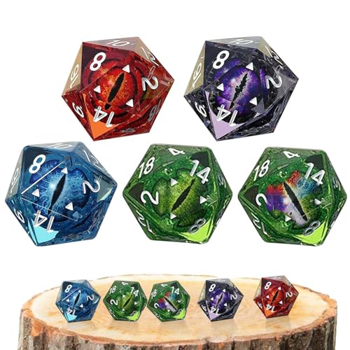 Drachenaugen-Würfel – Spielwürfel mit Horror-Thema, farbige Polyeder-Würfel | Neuartiges Würfelset aus Kunstharz mit glänzenden Augen, 20 g, gruselige Würfel, Brettspiele, Halloween-Würfel für RPG, gr von Generic