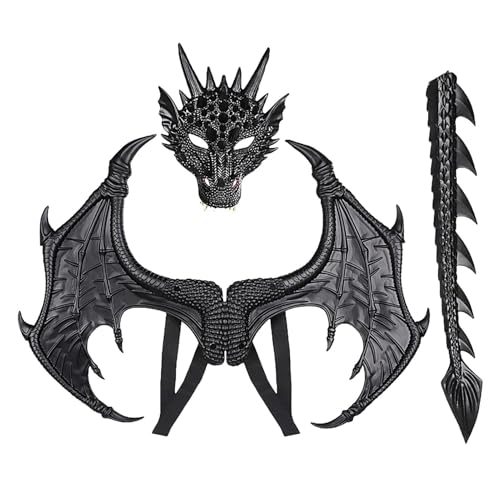 Drachenflügel Schwanz Kostüme Set, Drachen-Cosplay Requisiten - Halloween Flügel Schwanz Set - Halloween Kostüm Set für Kinder Halloween Ostern Weihnachten Drachenflügel Schwanz Kostüme Set, Drachen-Cosplay Requisiten - Halloween Flügel Schwanz Set - Halloween Kostüm Set für Kinder Halloween Ostern Weihnachten von Generic