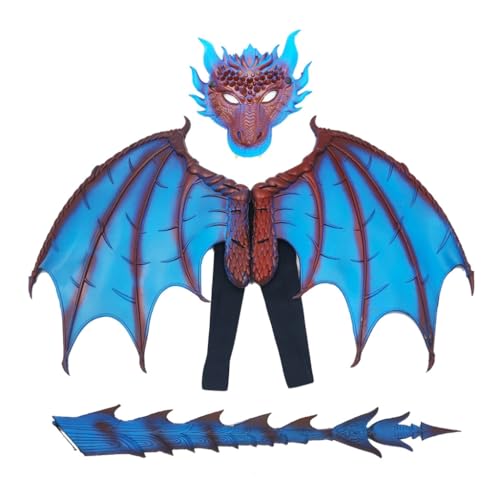Drachenkostüm für Jungen und Mädchen, Halloween Drachenschwanz-Maske Set Drachenkostüm für Jungen und Mädchen, Halloween Drachenschwanz-Maske Set von Generic