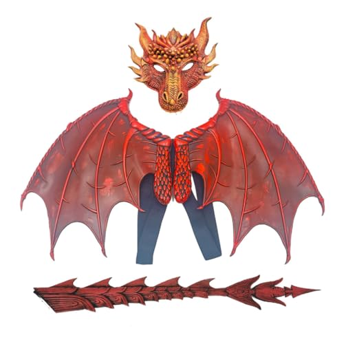 Drachenkostüm für Jungen und Mädchen, Halloween-Drachenschwanz-Maske Drachenkostüm für Jungen und Mädchen, Halloween-Drachenschwanz-Maske von Generic