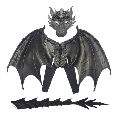 Drachenkostüm für Jungen und Mädchen, Halloween-Drachenschwanz-Maske Drachenkostüm für Jungen und Mädchen, Halloween-Drachenschwanz-Maske von Generic