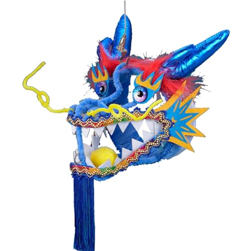 Dragon Dance Head Chinese New Year Performance Props for Halloween Christmas - 4 Colors Broken-Resistant Dragon Head(Blue) von Generic