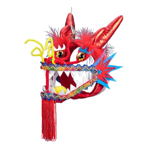 Dragon Dance Head Chinese New Year Performance Props for Halloween Christmas - 4 Colors Broken-Resistant Dragon Head(Red) von Generic