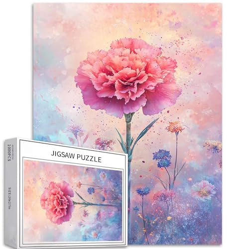 Dream Carnation Puzzle für Erwachsene, Aquarell-Stil, Kunst-Puzzle, bunt, DIY-Puzzle, Heimdekoration, Geschenke, Familienpuzzle, perfekt für Spielabende, 50,8 x 68,9 cm, 1000 Teile Dream Carnation Puzzle für Erwachsene, Aquarell-Stil, Kunst-Puzzle, bunt, DIY-Puzzle, Heimdekoration, Geschenke, Familienpuzzle, perfekt für Spielabende, 50,8 x 68,9 cm, 1000 Teile von Generic