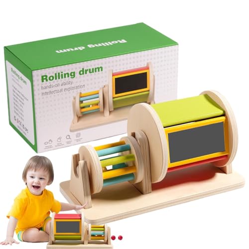 Drehbare Trommel aus Holz für Kinder, Spielzeug für Kinder mit rotierender Trommel, sensorisches Spielzeug, Puzzlespielzeug, Stoffkugel-Spielzeug, Spielzeug Drehbare Trommel aus Holz für Kinder, Spielzeug für Kinder mit rotierender Trommel, sensorisches Spielzeug, Puzzlespielzeug, Stoffkugel-Spielzeug, Spielzeug von Generic