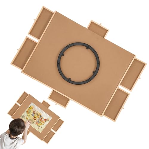 Drehbarer Puzzletisch, Puzzlebrett – Holzpuzzletisch mit Abdeckung, tragbares Puzzle-Zubehör, Holzpuzzle Organizer 76,2 x 54,5 cm / 30 x 21,46 Zoll für Erwachsene und Drehbarer Puzzletisch, Puzzlebrett – Holzpuzzletisch mit Abdeckung, tragbares Puzzle-Zubehör, Holzpuzzle Organizer 76,2 x 54,5 cm / 30 x 21,46 Zoll für Erwachsene und von Generic
