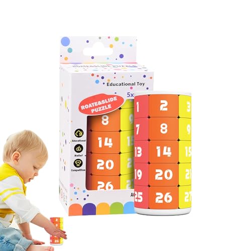 Drehen und schieben Sie das Puzzle | Puzzle mit 5-lagigen Zahlenschiebern, Lernspielzeug, kognitive Würfel für Kinder, und Mädchen, 3 bis 8 Jahre von Generic