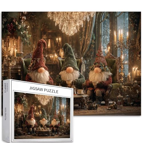 Drei Weihnachtszwerge im Wohnzimmer, 1000-teiliges Puzzle für Erwachsene, nostalgisches Puzzle, bunte DIY-Puzzles für Heimdekoration, Geschenke, Familienpuzzle, perfekt für Spieleabende, 70 × 50 cm Drei Weihnachtszwerge im Wohnzimmer, 1000-teiliges Puzzle für Erwachsene, nostalgisches Puzzle, bunte DIY-Puzzles für Heimdekoration, Geschenke, Familienpuzzle, perfekt für Spieleabende, 70 × 50 cm von Generic