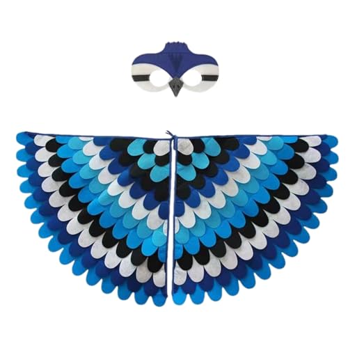 Dress Bird Wings - Gradient Color Peefowl -Kostüm-Accessoires, Fantasy Play Wings für Kinder | hautfreundliches Federdesign, verstellbare elastische Riemen, bunte Halloween-Partyflügel von Generic