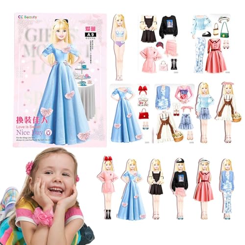 Dress Up Dolls – Relaxing Fun Clothing Matching Game | Portable Princess Dress Up, Paper Doll Easy Grip, Friendly Doll Playset Dress Up, Magnet Dress Up Games, Present for Children Girls von Generic