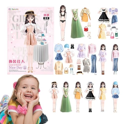 Dress Up Dolls – Relaxing Fun Clothing Matching Game | Portable Princess Dress Up, Paper Doll Easy Grip, Friendly Doll Playset Dress Up, Magnet Dress Up Games, Present for Children Girls von Generic