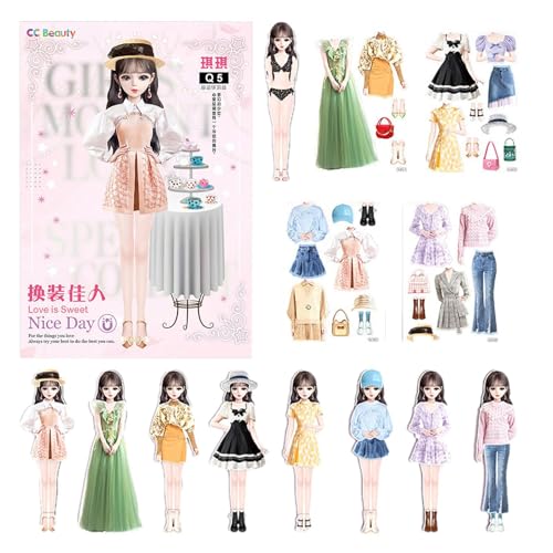Dress -up Puppen - Papiermagnetspielzeug, tun Sie Princess Doll | Kompaktes Reisespiel mit gripfreundlichen Stücken, interaktive Kleidungsaktivität für kreative Mädchen im Alter von 4 bis 7 Jahren wäh von Generic