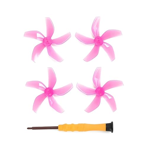Drohnen Ersatzblatt Zubehör Ersatz Fünf-Blätter-Propeller, farbige Requisiten, Schnellverschluss-Requisiten, Paddelblätter, geräuscharme Propeller für DJ&I für N&eo(4 PCS Pink) von Generic