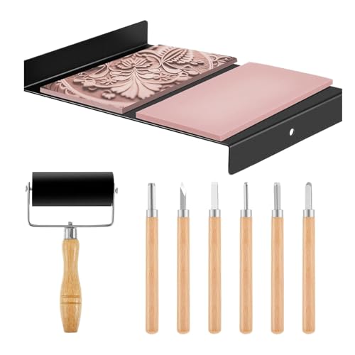 Druckblockschnitzwerkzeuge, Holzschnitzwerkzeuge, Holzschnitzwerkzeug-Set mit Farbwalze | Werkzeugkasten für Hobby-Bastelarbeiten Druckblockschnitzwerkzeuge, Holzschnitzwerkzeuge, Holzschnitzwerkzeug-Set mit Farbwalze | Werkzeugkasten für Hobby-Bastelarbeiten von Generic