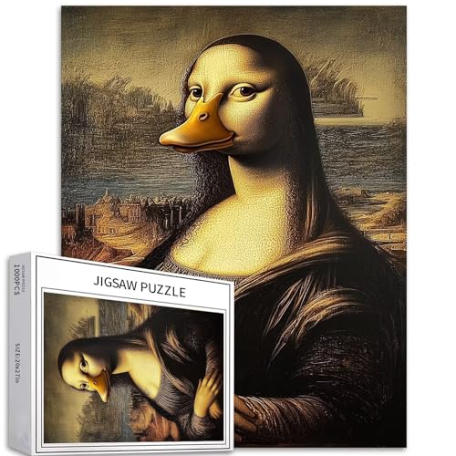 Duck Mona Lisa Puzzle für Erwachsene, 1000 Teile für Erwachsene, Kunst-Puzzle, anspruchsvolle Familienaktivitäten, buntes Bastelpuzzle für Heimdekoration, Geschenke, 50 x 70 cm Duck Mona Lisa Puzzle für Erwachsene, 1000 Teile für Erwachsene, Kunst-Puzzle, anspruchsvolle Familienaktivitäten, buntes Bastelpuzzle für Heimdekoration, Geschenke, 50 x 70 cm von Generic