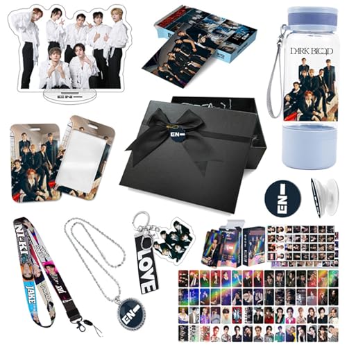 EN Geschenkset, K-POP-Merchandise, JUNGWON HEESEUNG Jay Jake SUNGHOON SUNOO NI-KI Fotokarten, Schlüsselanhänger, Acryl-Stehbecher, 550-ml-Becher(Black-3) von Generic