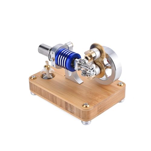 ENJOMOR Metall Stirling Motor, Rhombischer Heißluft-Stirlingmotor Modell, External Combustion Lernspielzeug für Physik-Experimente (Zusammengebaute Version) von Generic