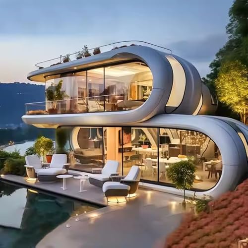 Eclipse Curva Villa 2-4 Schlafzimmer, voll ausgestattet, tragbar, 6,1 m, 9,1 m, 12,2 m, vorgefertigtes Mikro-Zuhause für flexibles Wohnen, für mobiles Wohnen oder Gästewohnungen von Generic