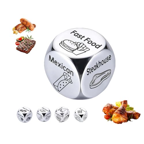 Edelstahl-Lebensmittel-Entscheidungswürfel, lustige Gag-Geschenke, Lebensmittel-Würfel, Spiel, Lebensmittelentscheidungswürfel für Paare, lustige Geschenke für Sie und Ihn, Freund, Freundin, Ehemann von Generic