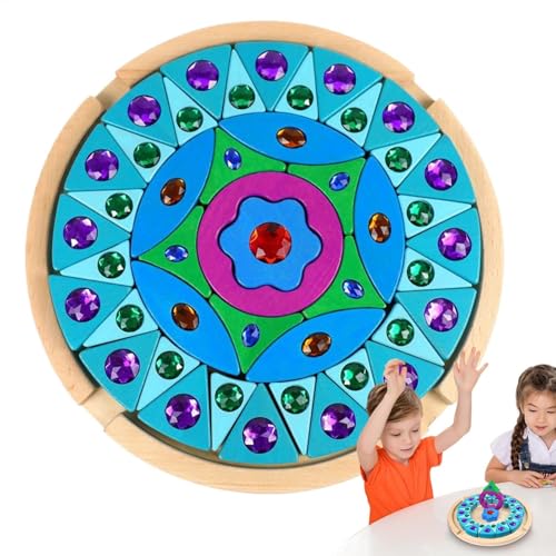-Bauklötze, Edelsteinwürfelblöcke – Puzzle mit Edelsteinblöcken aus Holz – Puzzle mit glitzernden Edelsteinblöcken, stapelbare Blöcke von Generic
