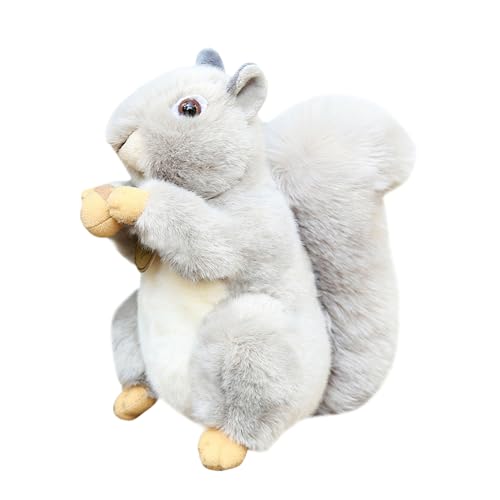 Eichhörnchen Plüschtier in Form eines Eichhörnchens, Eichhörnchen mit großem Schwanz von 20 cm | Weiches Plüsch, niedliches Kuschelkissen für Kinder, Dekoration für Regale, Schlafzimmer von Generic