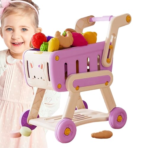 Einkaufskorb, Einkaufskorb, Spielzeug-Set mit Rollen, lustiges Einkaufen mit simulierten Lebensmitteln | interaktiver Einkaufskorb für Rollenspiele von Generic