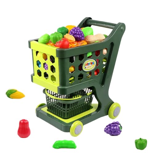 Einkaufstrolley für Einkaufswagen, Spielspielzeug – Einkaufskorb-Set für | Rollenspiele mit stabiler Struktur für Geburtstag, Neujahr, Weihnachten, Feier. von Generic