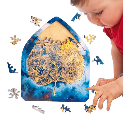 Einzigartiges Puzzle für Erwachsene, Holzpuzzle für Erwachsene, Lernpuzzle für Kinder, Bodhi-Blatt-Design, unregelmäßige Form, Holzpuzzle P von Generic