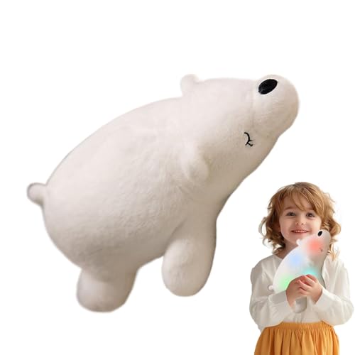 Eisbär-Plüschspielzeug, Weißbär-Plüschtier - Plüschtier mit bunten LED-Lichtern - Night Light Soft Doll Home Decor, ein Kissen für Mädchen von Generic