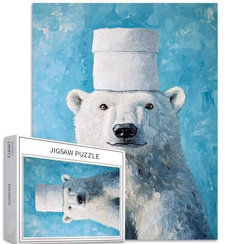 Eisbär mit Toilettenpapier auf dem Kopf, 1000-teiliges Puzzle für Erwachsene, niedliche Tierkunst-Puzzles, herausfordernde Familienaktivitäten, buntes Bastelpuzzle für Heimdekoration, Geschenke, 50 x Eisbär mit Toilettenpapier auf dem Kopf, 1000-teiliges Puzzle für Erwachsene, niedliche Tierkunst-Puzzles, herausfordernde Familienaktivitäten, buntes Bastelpuzzle für Heimdekoration, Geschenke, 50 x von Generic