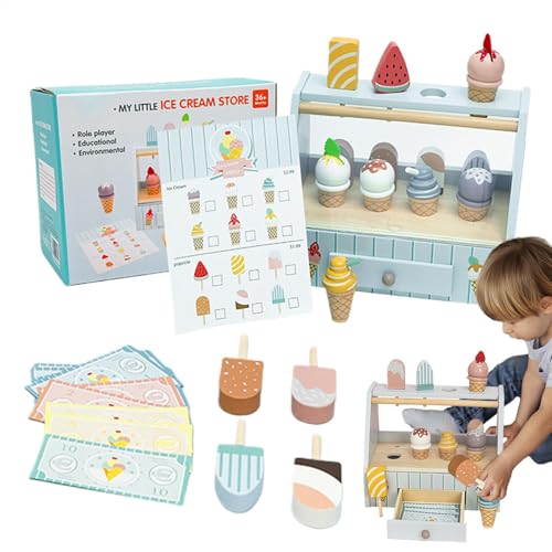 Eiscreme-Set für Kinder: Play Kitch Kitchen aus Holz, Spielzeug für Eisdiele, Feat Toy Essensspielzeug, pädagogisches Eisspielzeug für Kinder ab 3 Jahren Eiscreme-Set für Kinder: Play Kitch Kitchen aus Holz, Spielzeug für Eisdiele, Feat Toy Essensspielzeug, pädagogisches Eisspielzeug für Kinder ab 3 Jahren von Generic