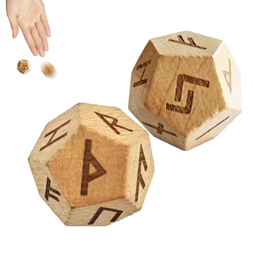 Elder Runenset - Runenset aus Holz 2-teilig, Elder Wahrsagereiwürfel, geschnitzte Wahrsagereien, kleine Runenwürfel für Reisen, Unterhaltung, von Generic