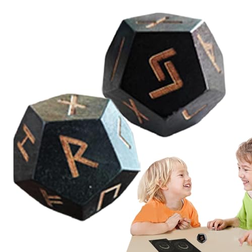 Elder Runenwürfel Set, Elder Runen Set, 2 Stück Elder Wahrsagenwürfel aus Holz | Kleine Runenwürfel für Heimdekoration, Meditation, Divi-Spiel von Generic