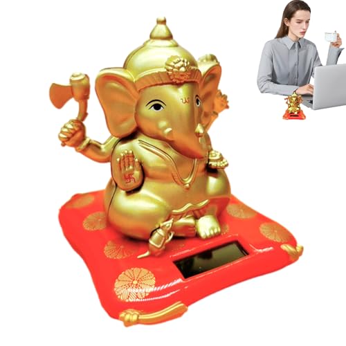 Elefant Solar Bobble - Lebendige Dekorative Puppe, Solarbetriebene Bobble -Bewegung | Charmierende Elefantencharakter Verbreiten Die Freude Lustige Atmosphäre, EIN Entzückendes Accessoire Für von Generic