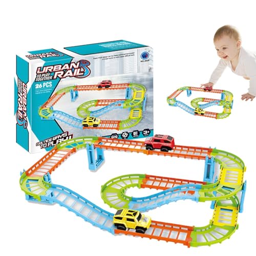 Elektrische Rennwagen-Rennstrecken-Set, Rennwagen-Rennwagen für | Lustiges Spielzeugauto zum Zusammenbauen von Eisenbahnwagen-Spielzeugen | Lernspielzeug für die von Generic