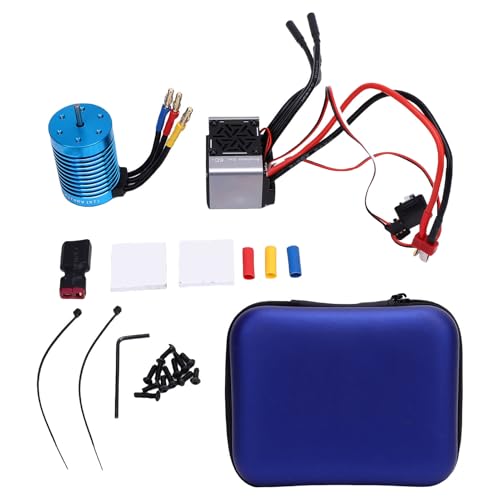 Elektrischer Geschwindigkeitsregler mit 4370 KV Blau Bürstenloser Motor für 1/10 RC -Auto, Hochleistungs -Elektro -Controller -Set von Generic