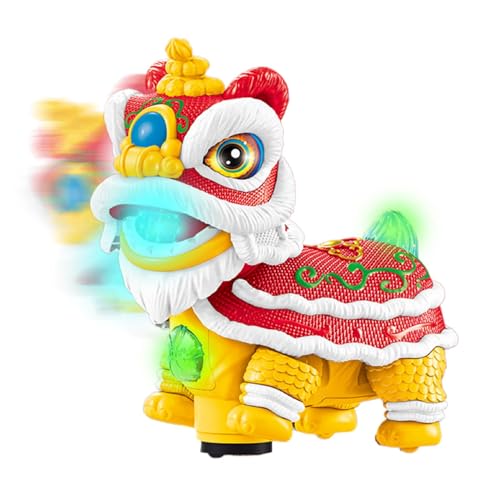Elektrisches Spielzeug für Löwentanz, chinesisches Spielzeug für Löwentanz, Dekoration des wilden Löwen, chinesisches Reichtum, beweglicher Kopf mit Licht und Musik für Dec von Generic